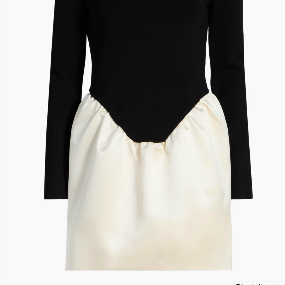Elegant Long Sleeve Black and Cream Dress